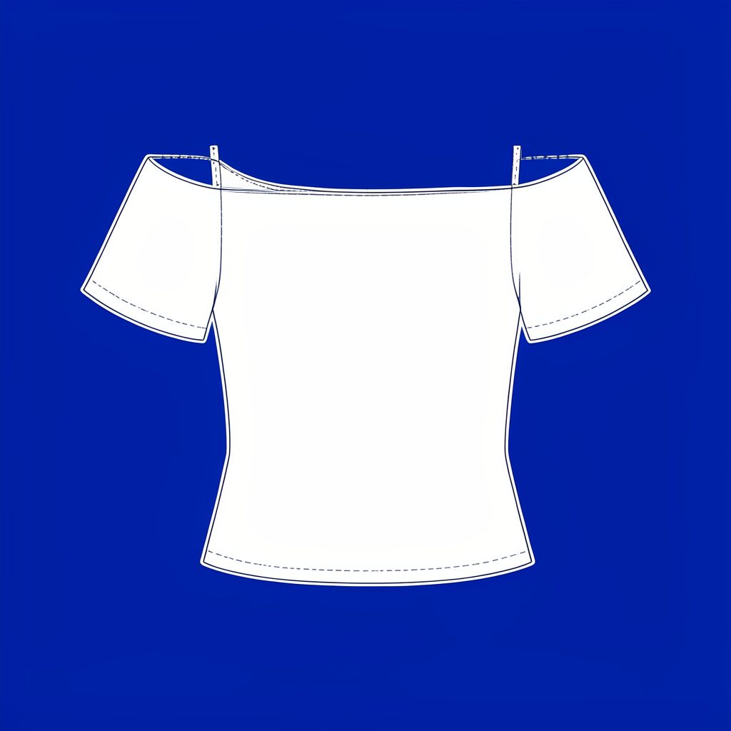 White off-the-shoulder top with blue Ragusa detailing, styled for a coastal look